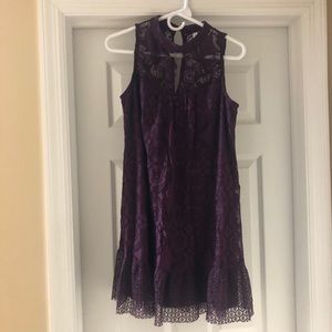 Xhilaration plum mock neck, lace shift dress